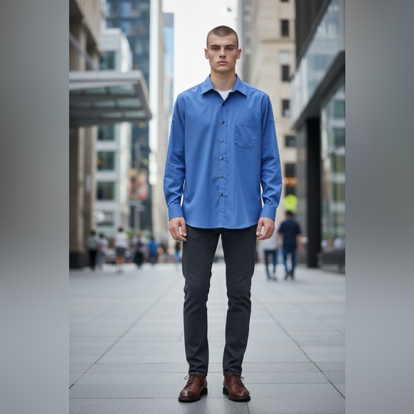 George Other - George Light Blue Button-Up Shirt-EUC